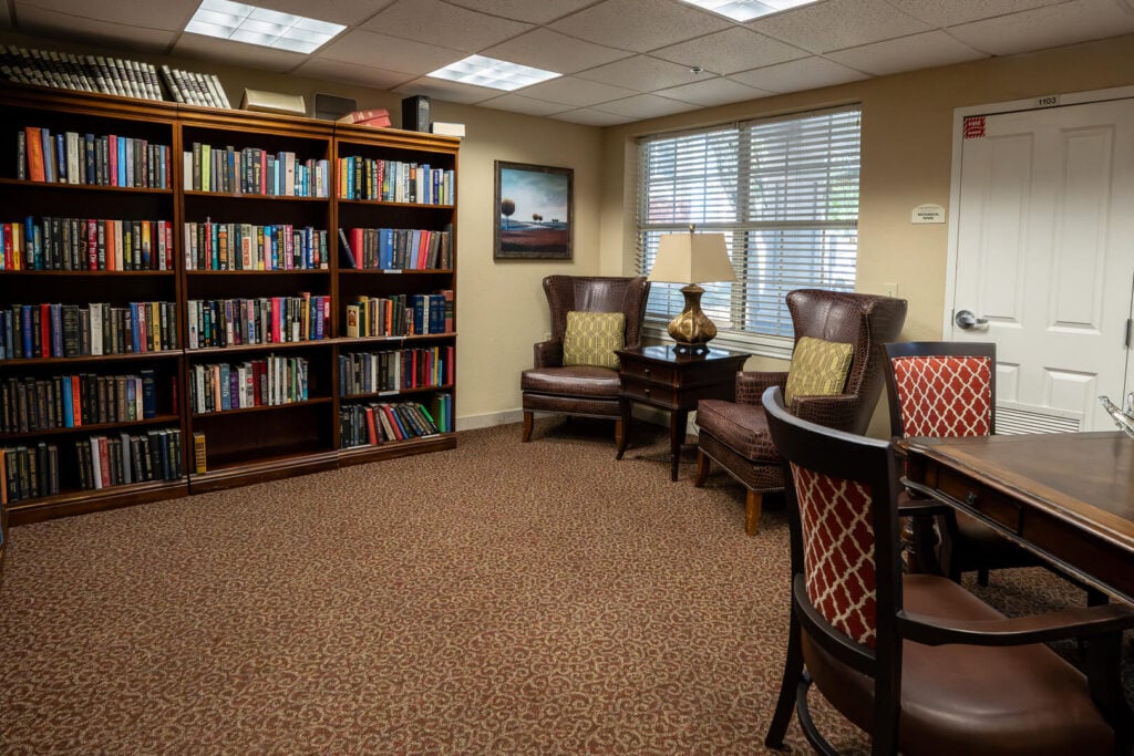 Well-Stocked Library at Senior Apartments in Tomball TX