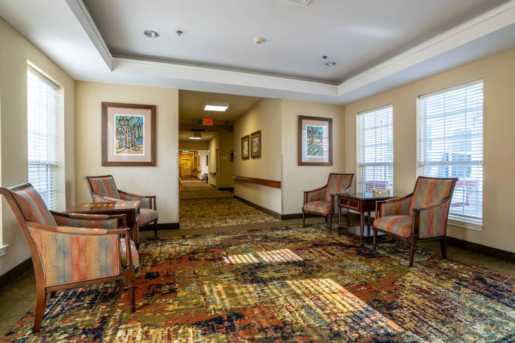 Comfortable Hallway Seating at Independent Living Communities